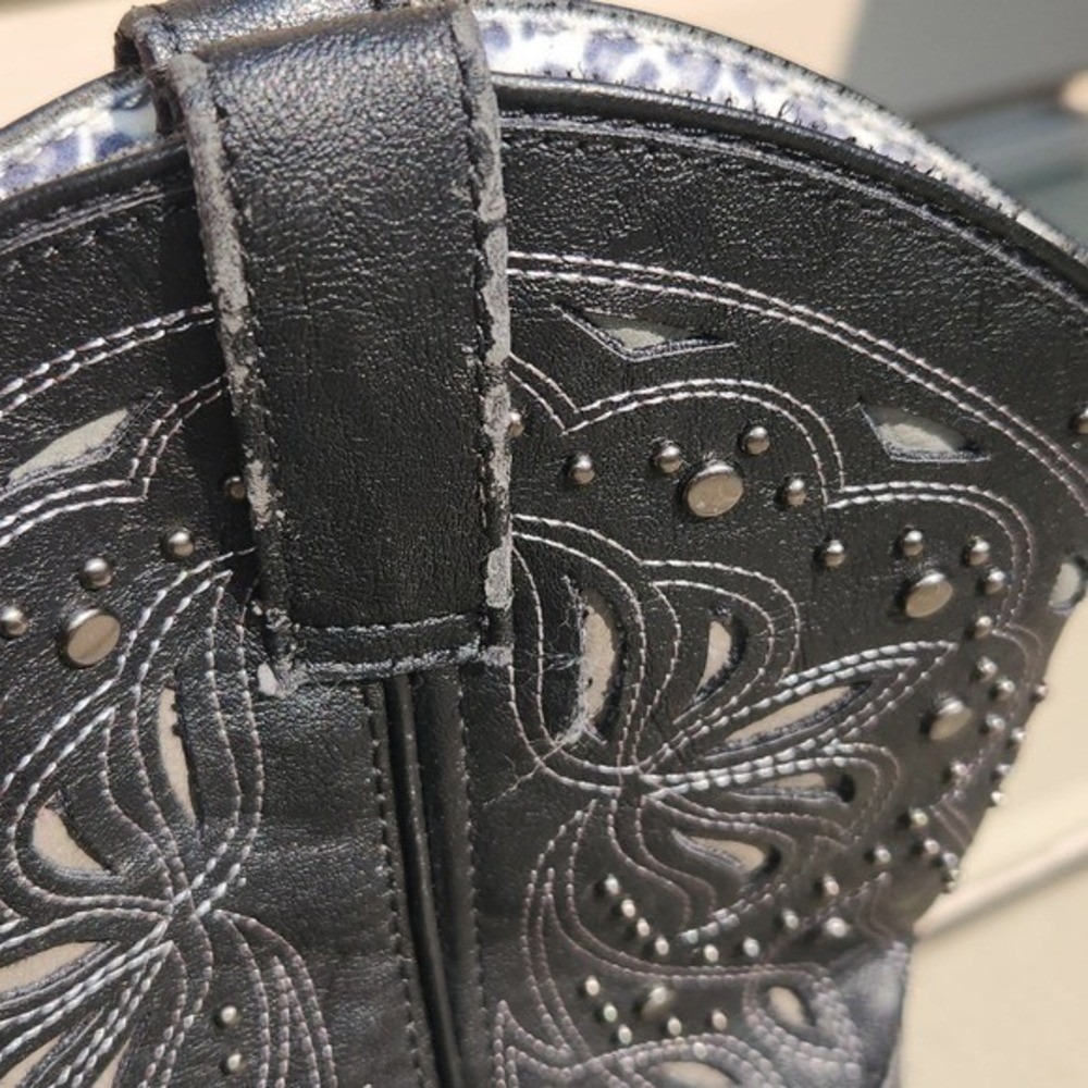 Dingo Womens Black Studded Cowboy Boots Floral Embroidered Western Size 8M - Picture 13 of 15